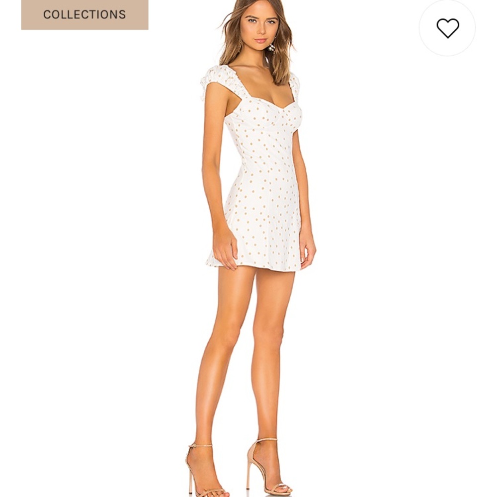 LPA White Mini Dress with Gold Dot Print
